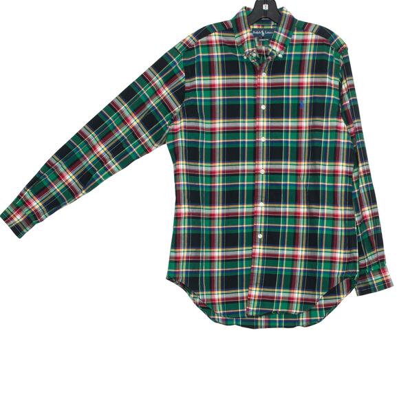 Ralph Lauren Shirt Classic Preppy Heritage Button Madras Plaid Green Size Medium - Picture 6 of 7
